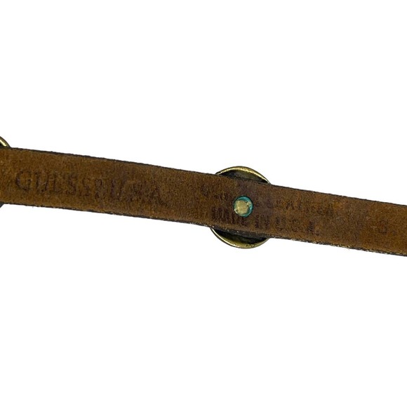 Vintage Guess Leather Embellished Belt Small Boho Narrow Love Medallion Festival - Picture 6 of 6